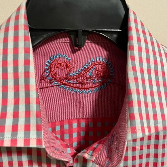Robert Graham Pink Plaid Checkered Flannel Button Down Shirt- Size Large - Picture 3 of 6